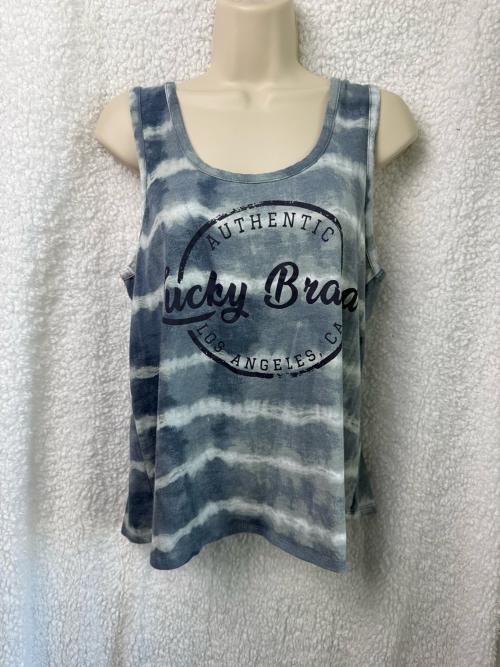 Lucky Brand Women's Gray Tie-Dye Tank Top Sz Large